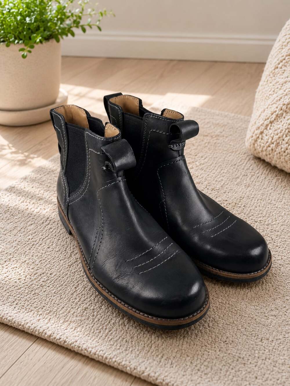Clarks Men’s Black Leather Chelsea Boots 66034 Pull On Ankle Boots Size 8.5 M